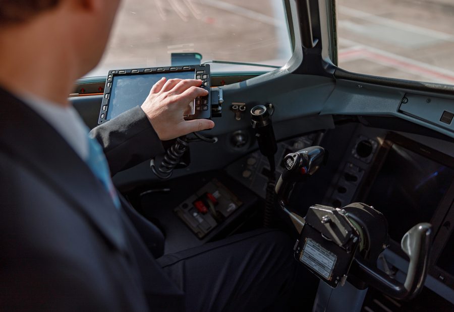 Two pilots in a cockpit